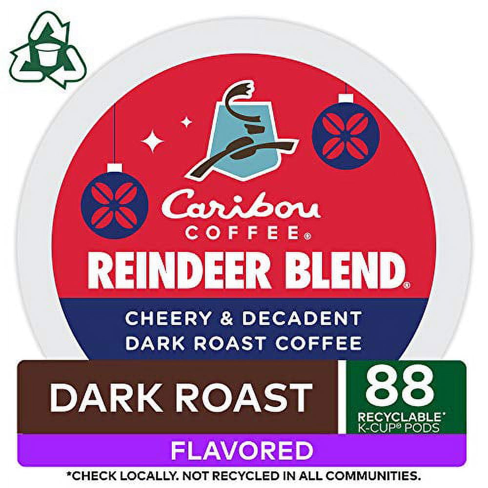 Caribou Coffee Reindeer Blend, .. Single-Serve Keurig K-Cup Pods, .. Dark Roast Coffee Pods, .. 88 Count