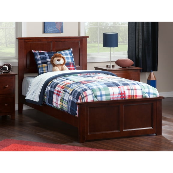 AFI Madison Twin-XL Wood Foundation Bed with Matching Headboard Footboard Set, Walnut