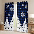 thumbnail image 2 of Homewish Abstract Xmas Tree Blackout Curtains Set of 2 (52x84 Each),Chic Snowflake Window Curtains,Blue Plaid Grid Curtains and Drapes For Kids,Ultra Soft Home Decor, 2 of 6