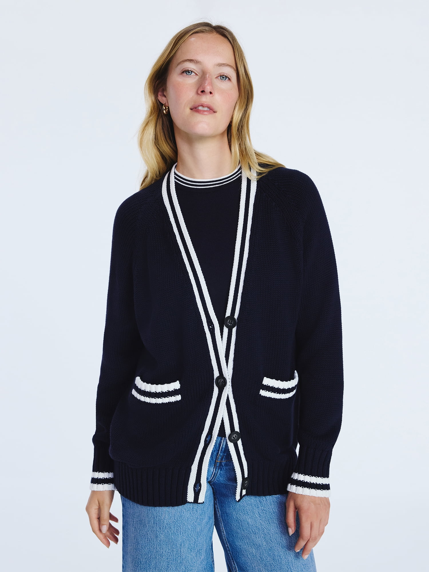 Free Assembly Women's and Women's Plus Cotton Grandpa Cardigan Sweater, Sizes XS-4X