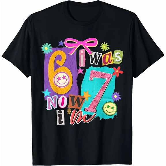 I was 6 Now I'm 7 67 Six Seven Meme 7 Years Old Birthday T-Shirt