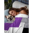 thumbnail image 6 of Queen Size Flat Sheet Only, Purple Grey Black Geometric Soft Brushed Microfiber Bed Sheets, Middle Century Art Abstract Aesthetics Hotel Quality Breathable Bedding Top Sheet, Easy Care, 90"x102", 6 of 9