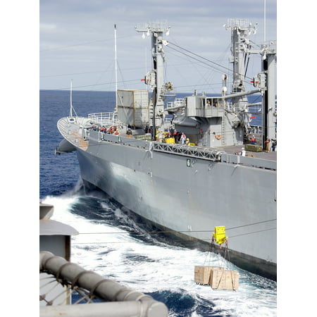 Canvas Print Ordnance transfers aboard the aircraft carrier from the military sealift command ship USNS Mount Sha Stretched Canvas 10 x