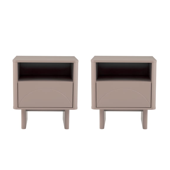 Ella Modern 20" Nightstand in Mocha (1-Drawer) - Set of 2