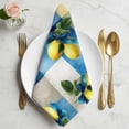 thumbnail image 2 of Summer Lemon Cloth Napkins, Yellow Green Botanical Blue Plaid Vintage Washable and Reusable Dinner Napkins Set of 8, Table Napkin for Kitchen Party Birthday Wedding Hotel Housewarming 20"x20", 2 of 9