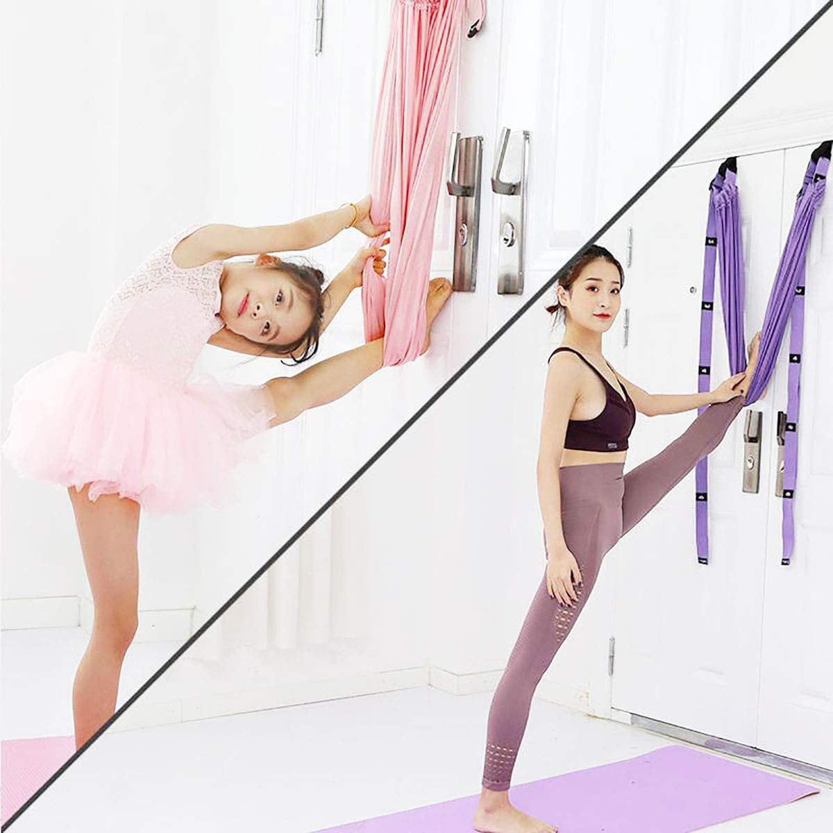 Door Swing Adjustable Strap Back Bend Aerial Yoga Strap Go Upside-Down for Yoga Practitioner Ballet Dancer Gymnastics Relieve Pain Stiffness Fitness Strap Band for Waist Trainer Leg Stretching