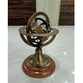 thumbnail image 2 of Engraved Brass Tabletop Armillary Nautical Sphere World Globe With Base Table Decor Gift (Antique Brass, 10 Inches) Rustic Vintage Home Decor Gifts, 2 of 4