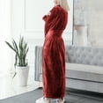 thumbnail image 5 of Defitshape Women's Plush Long Robe Soft Cozy Long Sleeve Full Length Fuzzy Fleece Bathrobe Spa Hot Tub Hotel Bath Belted Winter Fluffy Maternity Warm Kimono Pocket Burgundy Large, 5 of 5