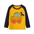 thumbnail image 2 of HILEELANG Toddler Boys Long-Sleeve T-Shirts Raglan Pocket Crewneck Cotton Cartoon Christmas Active Tops Tees 3 Pack 2T, 2 of 4