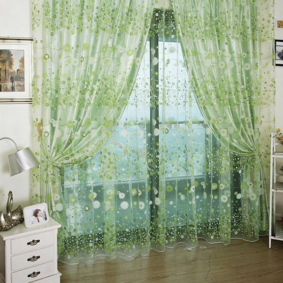 Sheer Curtains for Living Room, TOUMENY Light Filtering Voile Window Panels, Elegant Solid Tulle Drapes for Bedroom Door Window Decor, Green