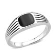thumbnail image 1 of High Polished No Plating Stainless Steel Ring with Epoxy, Jet - Size 9, 1 of 1