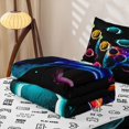 thumbnail image 5 of Erosebridal Neon Galaxy Game Controller Zipper Full Size Comforter Sets with Fitted Sheet and 2 Pillowcases for Boys Men, Glowing Hexagon Zipper Bedding Set, Gamepad Reversible, 4 Pieces, 5 of 7