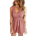 thumbnail image 1 of Minnieouse Mono de verano sin mangas con cuello en V para mujer, vestido para acampar, Color sólido, chaleco con botones para niñas, ropa con tirantes conjuntos de ropa Rosado S Minnieouse AP011283-01, 1 of 6