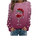 thumbnail image 1 of VJATTWR Mes Articles Chandail en Molleton de Noël pour Femmes Automne et Hiver Flocon de Neige Rouge Verre Dégradé Imprimé Col Rond Épaule Manches Longues Décontracté Sport Chandail en Molleton Get it Fast, 1 of 4