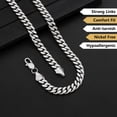 thumbnail image 3 of KRKC&CO White Gold Plated Necklace, Flat Diamond-Cut Miami Cuban Link Chain for Men Women, 8mm, 18Inch, 3 of 8