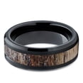 thumbnail image 2 of Silly Kings 8mm Black Tungsten Carbide Wedding Band Deer Antler Ring Design Comfort Fit (6), 2 of 3