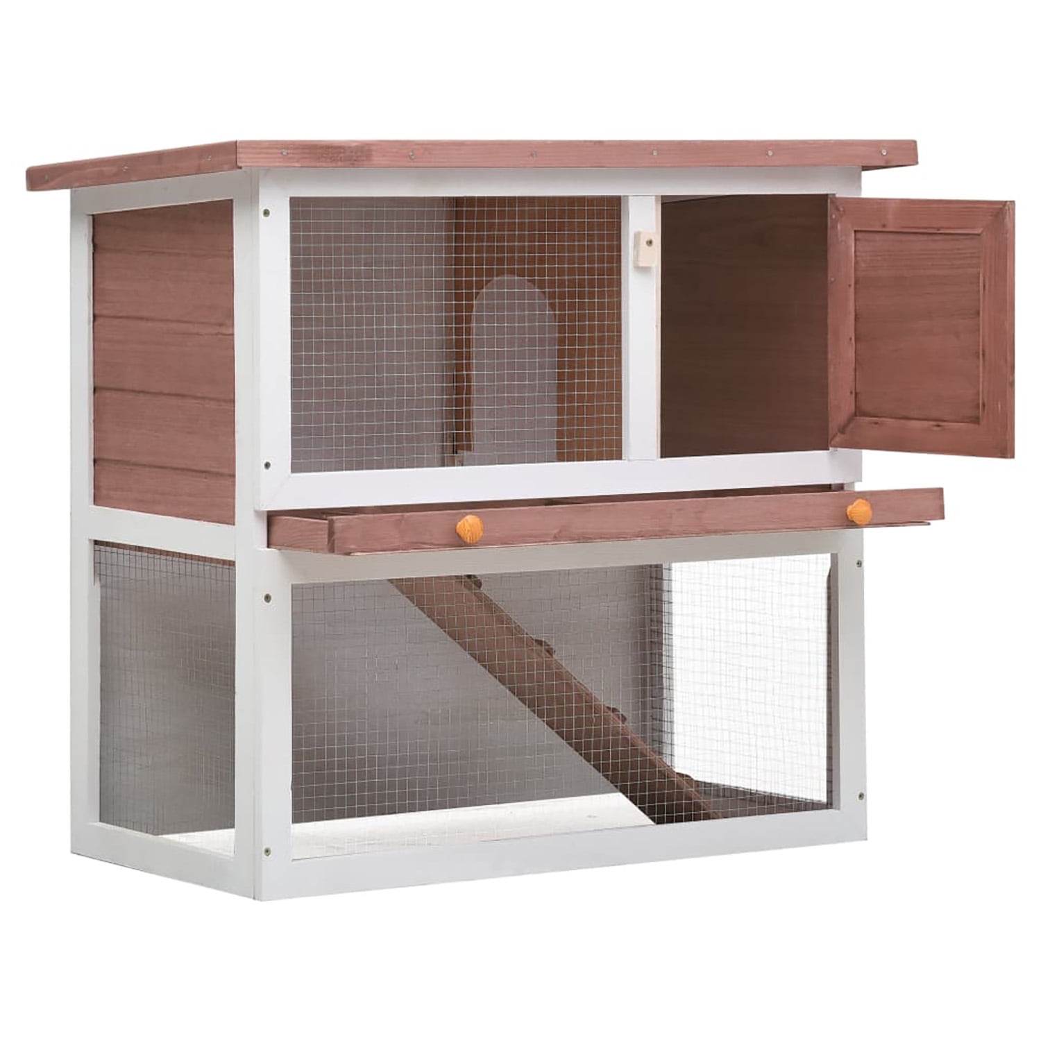 Pefilos 35" Outdoor Rabbit Hutch with Run, 1 Door Bunny House Wood Small Animal House Pet Cage, Brown Pefilos 35" Outdoor Rabbit Hutch with Run, 1 Door Bunny House Wood Small Animal House Pet Cage, Brown