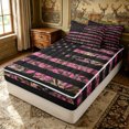 thumbnail image 2 of Erosebridal Pink Camouflage Zipper Twin Comforter Sets with Fitted Sheet and 2 Pillowcases for Girls, Stripes Stars Flag Print Zipper Bedding Set, Black Reversible, 4-Piece, 2 of 7