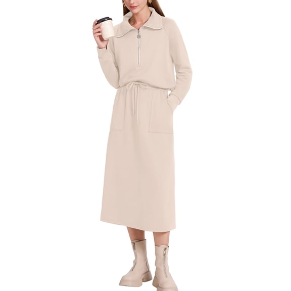 MINTREUS Women's 2 Piece Skirt Sets Fall Knit Long-Sleeved Zipper Top Lounge Travel Outfits Winter Clothing