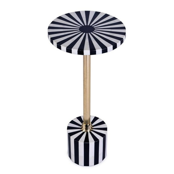 Butler Specialty Company Zane Brass And Bone Inlay Round Side Table -Black White