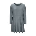 thumbnail image 6 of Xdegoge Knit Ribbed Dress for Women Long Sleeve A Line Midi Dresses with Crew Neck and Fitted Waist, Casual Office Wear, 6 of 7