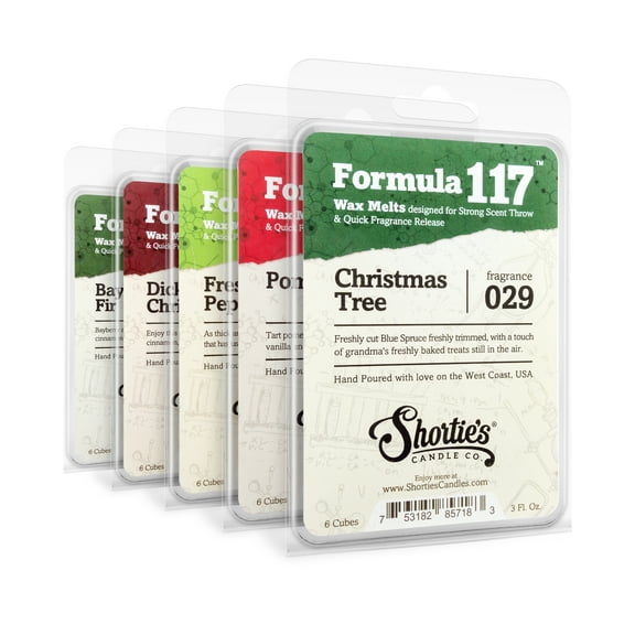 Christmas Wax Melts Variety 5 Pack - Formula 117 - 5 Highly Scented 3 Oz. Bars - Made With Natural & Essential Oils - Christmas & Holiday Warmer Wax Cubes