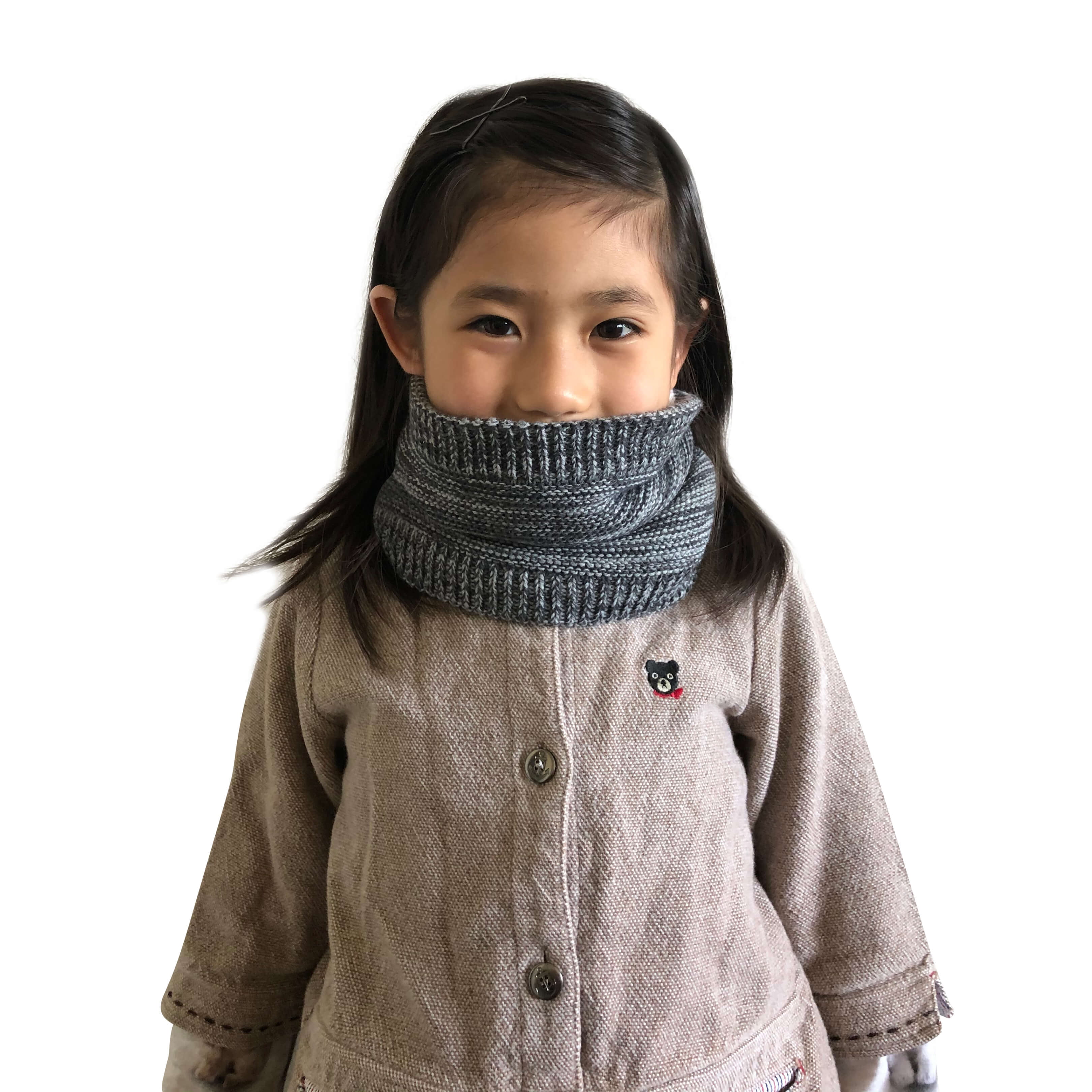 Old) Inside (Heather Gray) to Tube Scarf (Preschoolers Year Winter Neck Knit Furry Warmer for Kids 12