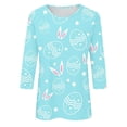 thumbnail image 4 of Bowake T-Shirts de Pâques pour Femmes Été Mignons Hauts Grande Taille pour Femmes Col Rond Manches 3/4 T-Shirts Graphiques Œuf de Pâques, 4 of 5