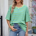 thumbnail image 2 of Afdoent Womens T Shirts Striped Color Block Oversized Short Sleeve T Shirt For Women Casual Summer Tee Top Tee Shirts For Women Trendy, 2 of 5