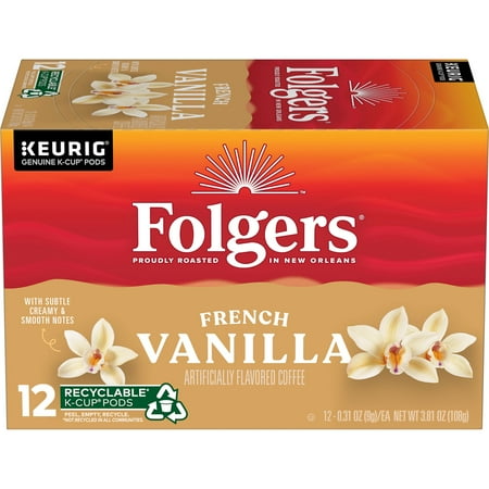 Folgers French Vanilla Artificially Flavored Coffee, 12 K-Cup Pods