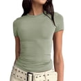 thumbnail image 2 of Top casual ajustado, camiseta ajustada con cuello redondo para mujer, camiseta ajustada para mujer, máxima confiabilidad, 2 of 5