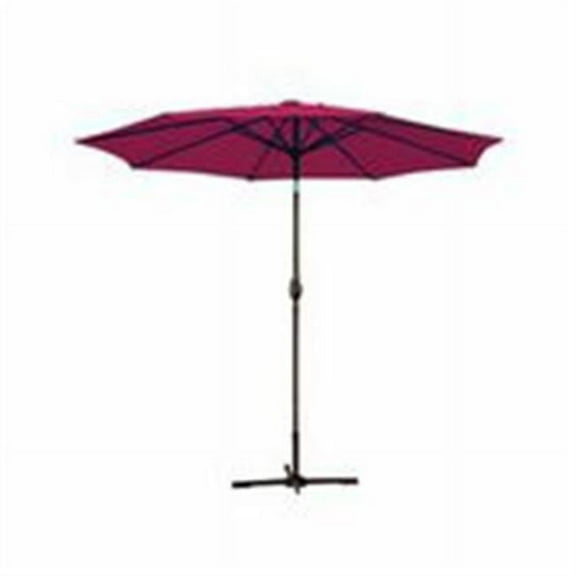 Jeco 9 Ft. Aluminum Patio Market Umbrella Tilt with Crank - Burgundy Fabric & Champagne Pole