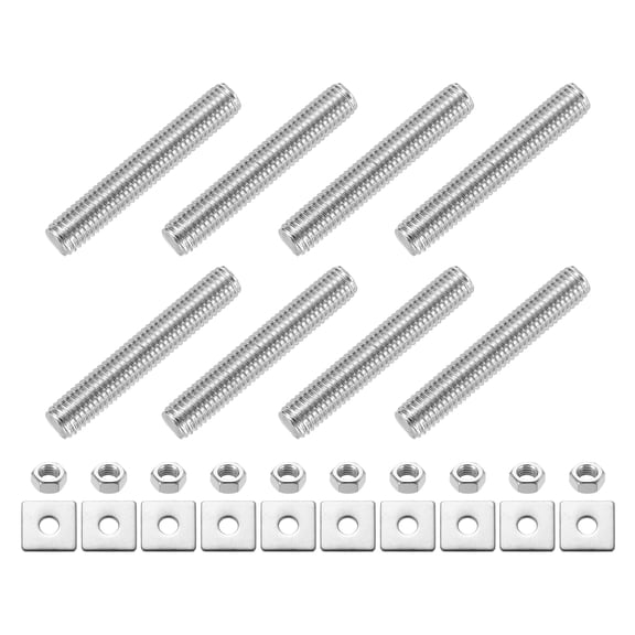 8Pcs Fully Threaded Rod, M8 x 50mm 201 Stainless Steel with Nuts Washers