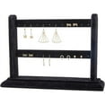 thumbnail image 3 of 1Pc Black Velvet Earring Display 2-Tier Wood Covered Earring Jewelry Display Stand Earring Organizer Holder for Earring Studs Hole: 1.5mm, 3 of 6