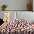thumbnail image 3 of Tangerine Soft Flannel Fleece Throw Blanket, Abstract Repeating Pattern with Mandarins on Leafy Branches, Cozy Plush for Indoor and Outdoor Use, 50" x 70", Blush Charcoal Grey, by Ambesonne, 3 of 5