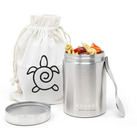 17 oz Eco-Friendly Stainless Steel Insulated Food Jar with Spork & Lunch Bag