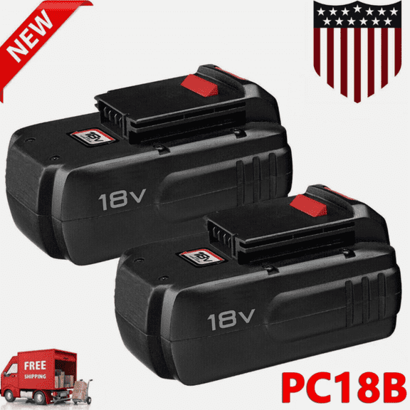 2-Pack High-Capacity 4800mAh Replacement for Porter Cable 18V Battery PC18B Compatible with PC18B-2 PCC489N PC18BL for Cordless Power Tools