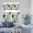 thumbnail image 6 of 3 Piece Kitchen Curtains and Valances Set Boho Spring Floral Cafe Curtains 24 Inch Length Retro Flowers Plants Patchwork Grid Green Valance & Tier Curtain for Living Room Bedroom 54"x18"+27"x24"*2, 6 of 6