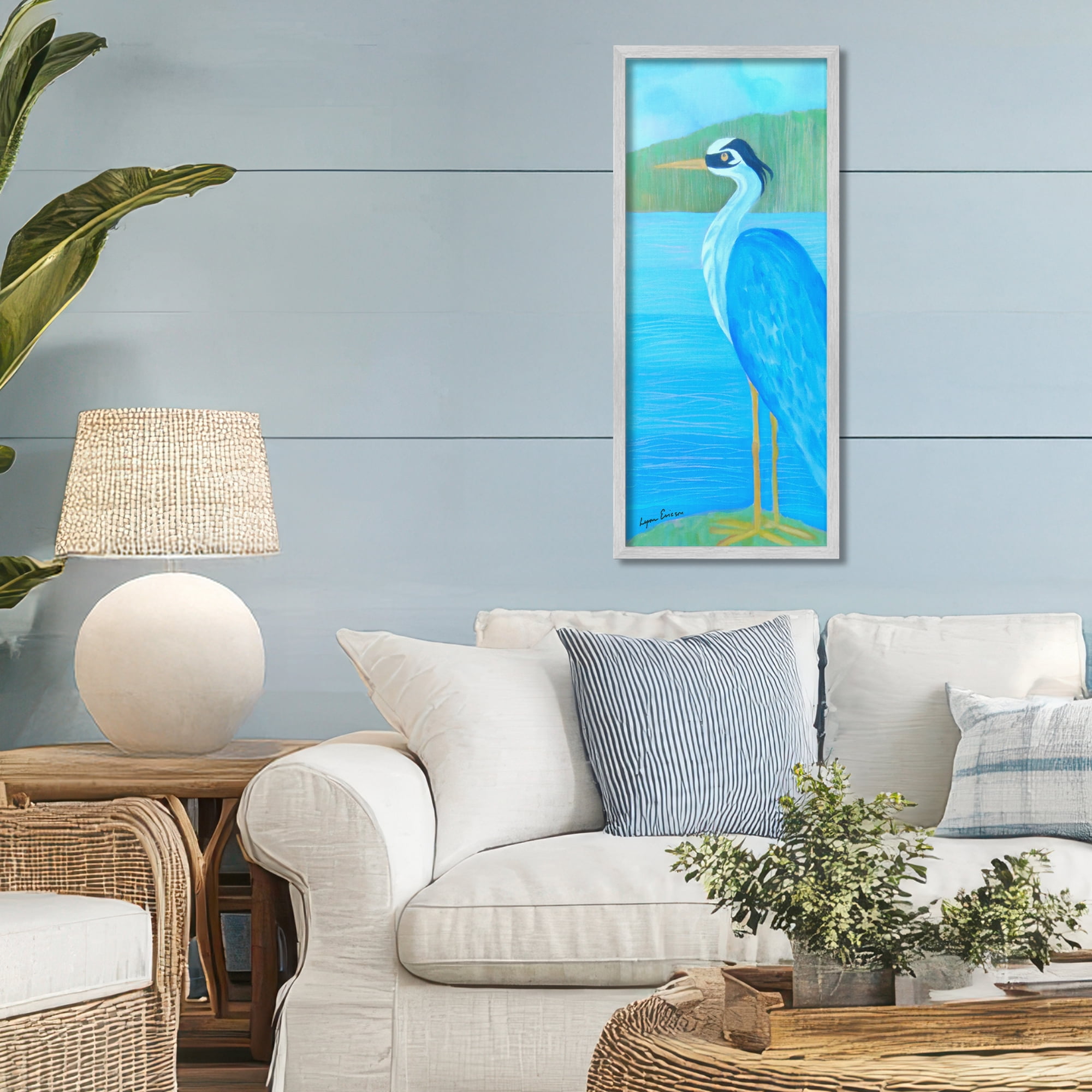 Stupell Industries Great Blue Heron Gray Framed Giclee Art, design by Lynn Ericson Fine Art