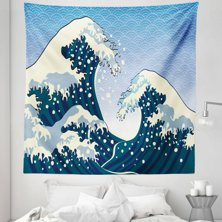 Japanese wave best sale painting tapestry