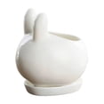 thumbnail image 2 of Gumesh Easter Bunny Ceramic Planter, Small Pot with Drainage Tray, Desktop Flower Pot for Cactus, Bedroom Office Decor, White, 2 of 6
