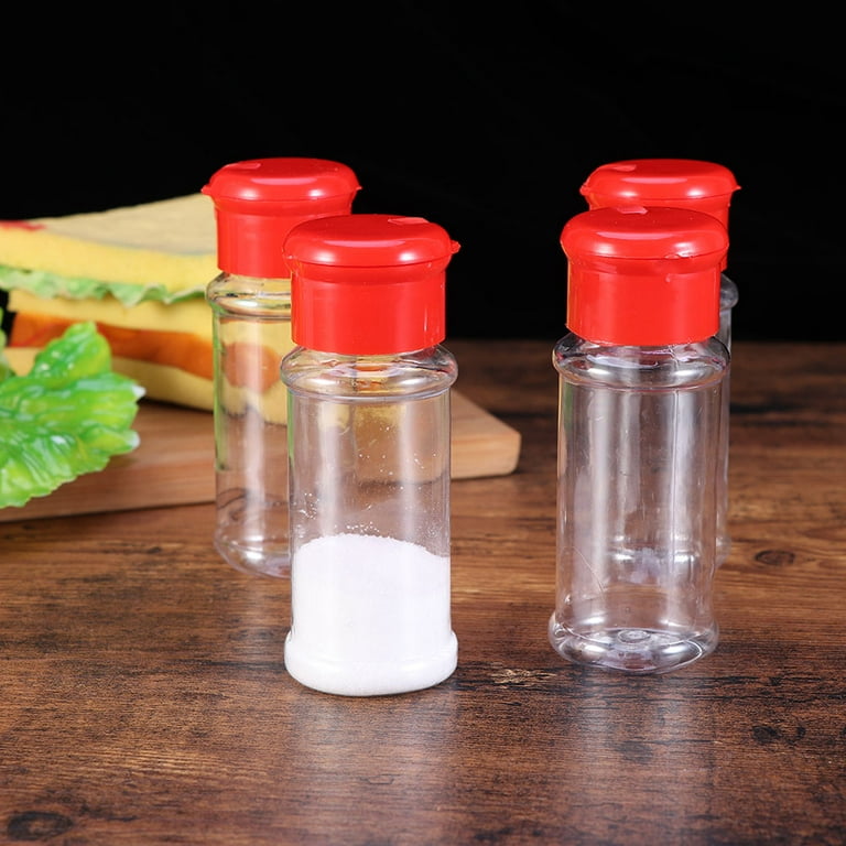 8oz Clear Pet Plastic Spice Jars (Black Spoon & Sift Cap) - Clear 53-485