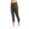 thumbnail image 3 of Juniors Active Basic Stretch Capri Length Yoga Workout Leggings (Olive, S), 3 of 5