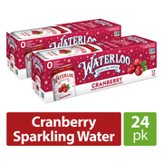 Waterloo Sparkling Water, Cranberry, 12 fl oz, 24 Pack Cans