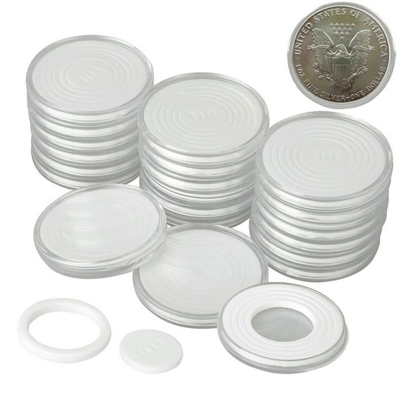 Ludlz 20 Sets 46mm Coin Holder Capsules Clear Round Plastic Coin Container Case for Coin Collection Supplies Coin Holder Capsule Protector Collection Clear Coin Storage Box