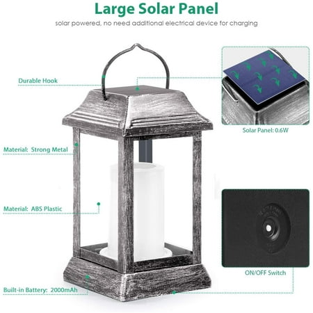 Solar Lights Metal Flickering Flame Lantern Hanging Lanterns Outdoor Decorative Lighting Heavy Duty Powered Waterproof Umbrella For Garden Patio Pathway Deck Yard 2 Pack Canada Solar Lights Metal Flickering Flame, Large Outdoor Solar Lanterns