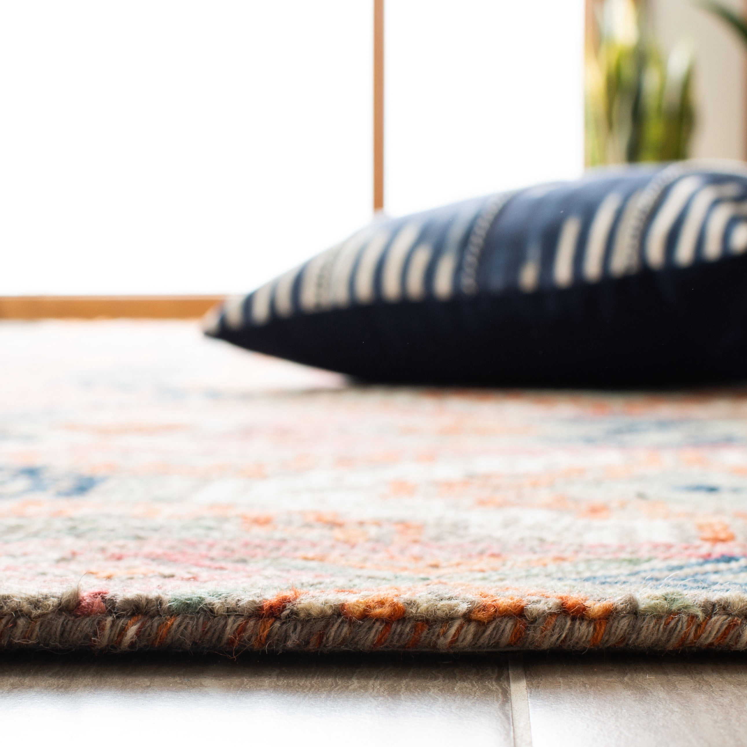 SAFAVIEH Aspen Dulcibella Geometric Striped Wool Area Rug, Orange/Fuchsia, 10' x 14'