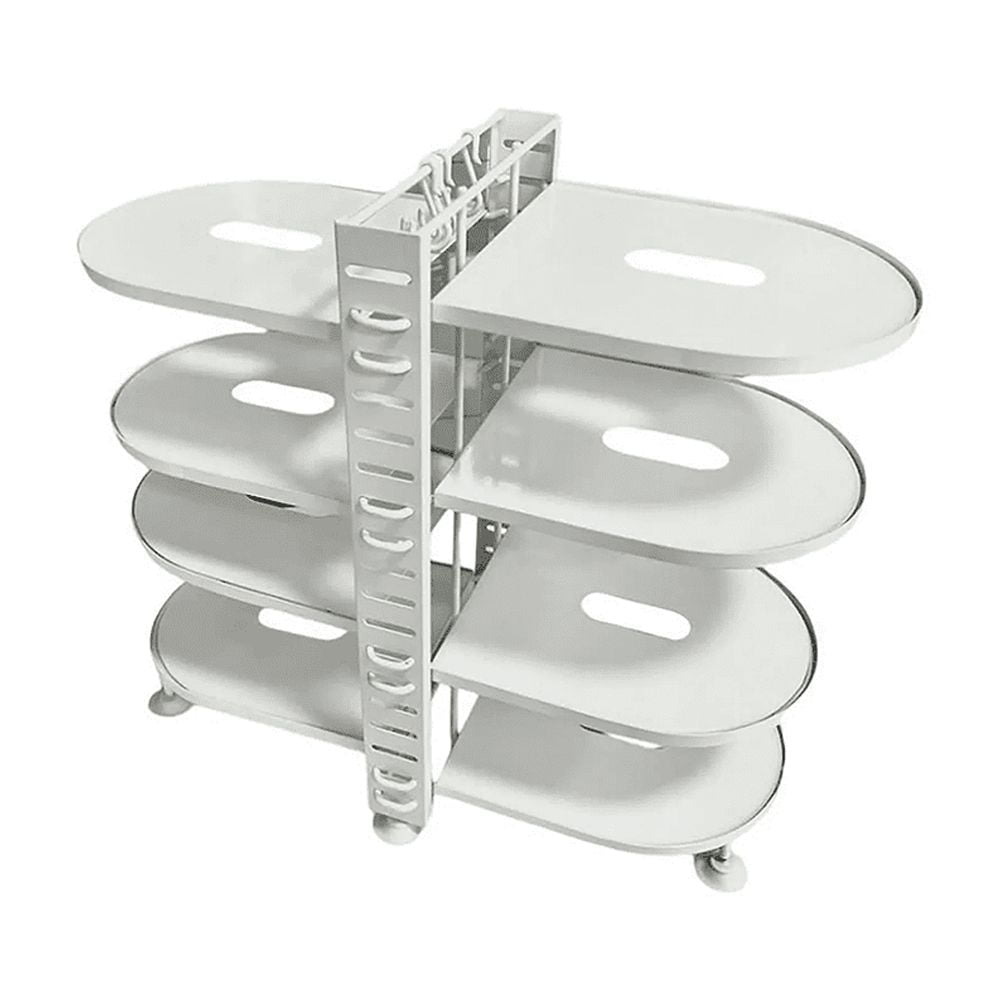 Mainstays Stainless Steel Pots and Pans Organizer, 8 Adjustable Shelves, Steel, White, Designed to Help with Countertop or Cabinate Lid Organization