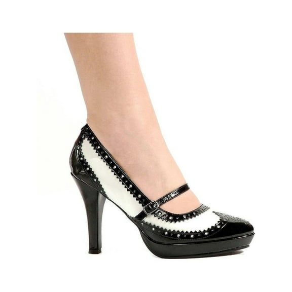 Ellie Shoes E-414-Flapper 4" Heel Womens Costume Pointy Toe Pump. Black/white / 10