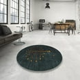 thumbnail image 3 of Ahgly Company Indoor Round Contemporary Dark Slate Gray Green Abstract Area Rugs, 3' Round, 3 of 6